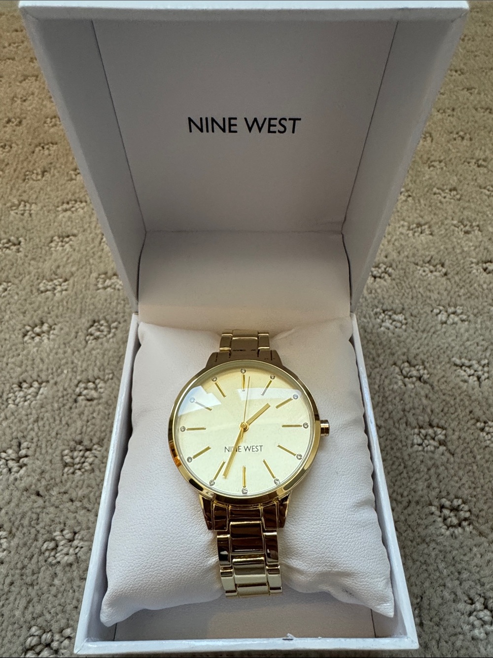 Nine West Gold-Tone Minimalist Bracelet Watch